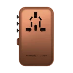 1-World+ 3-Port Travel GaN Charger With Built-in USB-C Cable 70W - Image 2