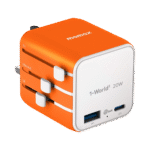 1-World² 2-Port USB-A and USB-C GaN Travel Charger 20W