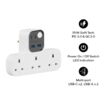 1-Charge Work Flow T-Shaped Extension Cord With 3 Sockets, 2 USB-A and 2 USB-C Ports - Image 2