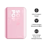 1-Power Pass 5000mAh Magnetic Wireless Charging Battery Pack - Image 2
