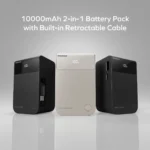 1-Pac Pass Mini⁺ 10000mAh 2in1 Battery Pack with Built-in Retractable Cable - Image 3