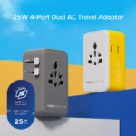 1-World² Pocket 25W 4-Port Dual AC Travel Adapter - Image 3