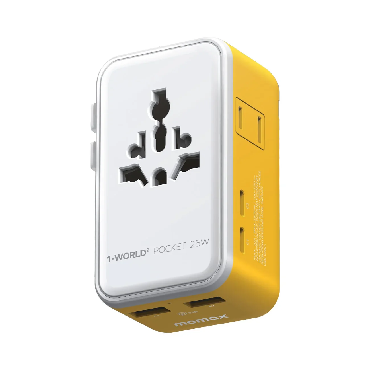 UA32A_Y_01_1500 1-World² Pocket 25W 4-Port Dual AC Travel Adapter - Image 1