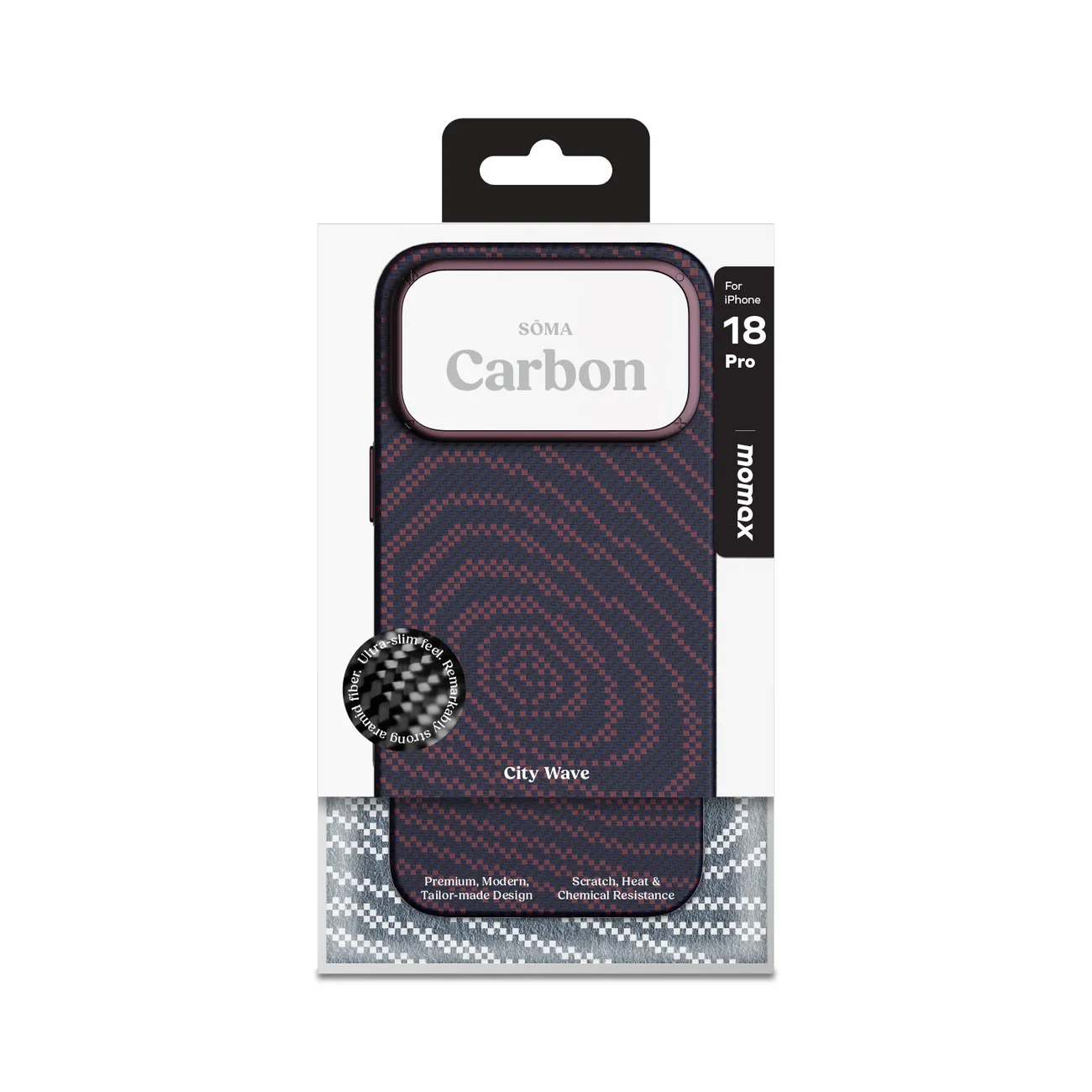 MKAP26_18Pro_DuskyCherry_Pack_front_1500 Sōma Carbon – City Wave Aramid Magnetic Case iPhone 18 Series - Image 1